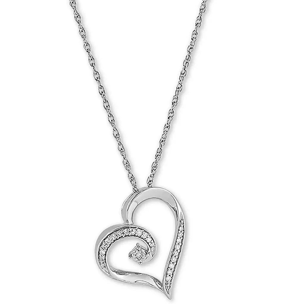 Macy's Diamond Heart Pendant Necklace (1/10 ct. t.w.) in Sterling Silver 2