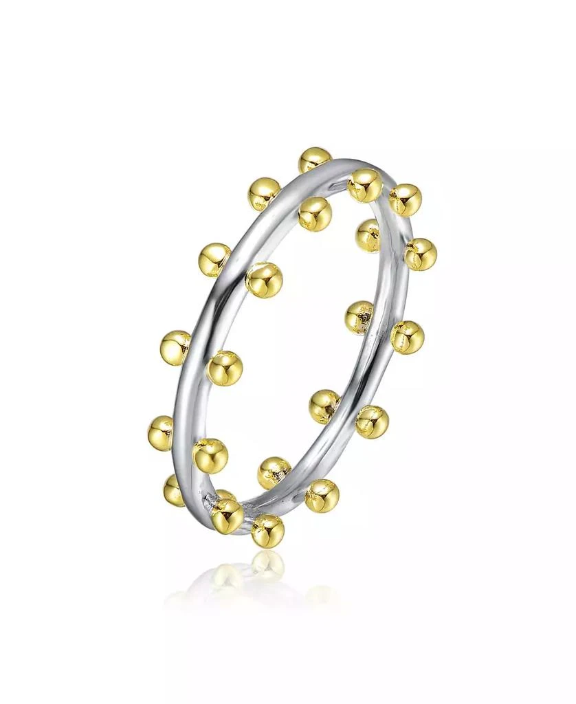 Rachel Glauber RA White Gold Plated and 14K Gold Plated Bead Band Ring