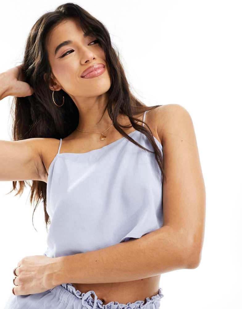 Luna Luna tie pyjama top co-ord in cornflower blue