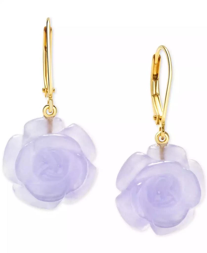 Macy's Dyed Lavender Jade Flower Drop Earrings in 14k Gold-Plated Sterling Silver 1