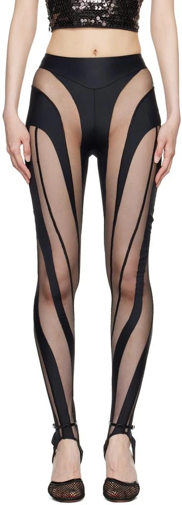 Mugler Black Paneled Leggings 1