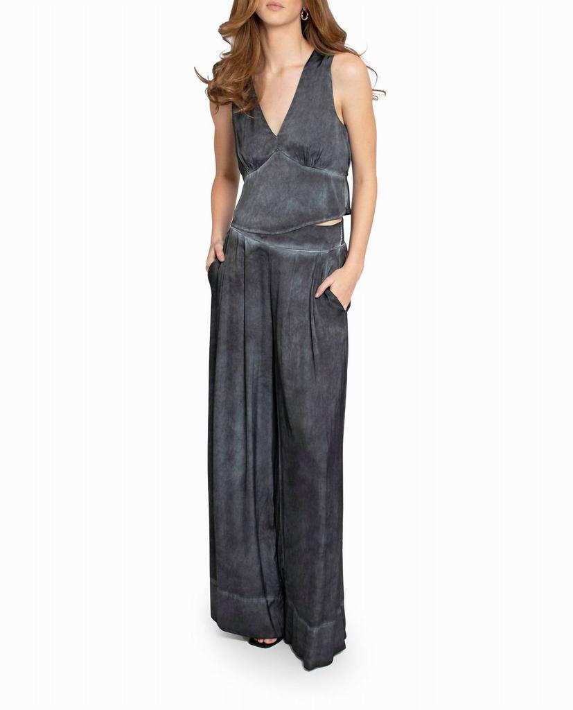 Nicole Miller Garment Dyed Silk Wide Leg Pant