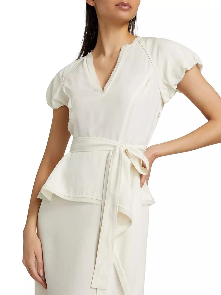 Ulla Johnson Demetria Crepe Peplum Belted Midi-Dress 6