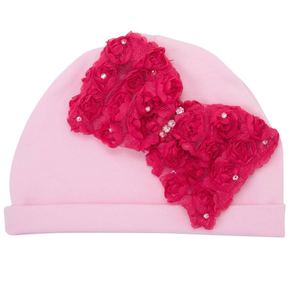 Bari Lynn Bari Lynn - Bari Lynn "Ella" Hat with Hot Pink Rosette Bow with Crystal Sparkle
