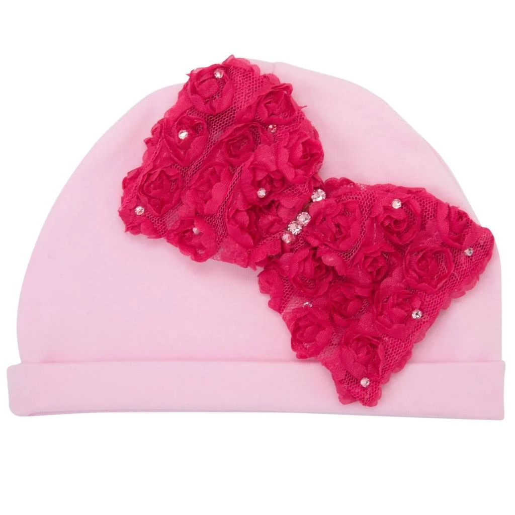 Bari Lynn Bari Lynn - Bari Lynn "Ella" Hat with Hot Pink Rosette Bow with Crystal Sparkle 1