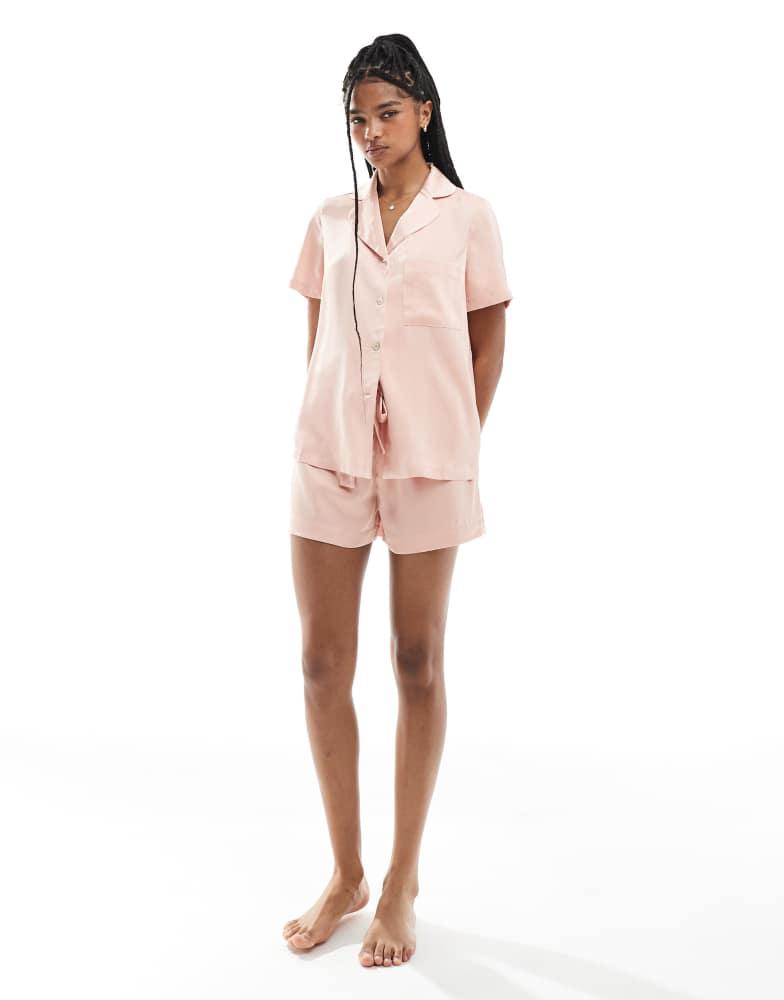True Decadence True Decadence Button shirt pyjama set in dusty pink