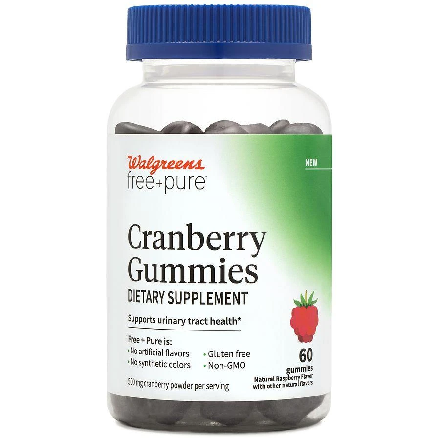 Walgreens Free 
Pure Cranberry 500 mg Gummies Natural Raspberry