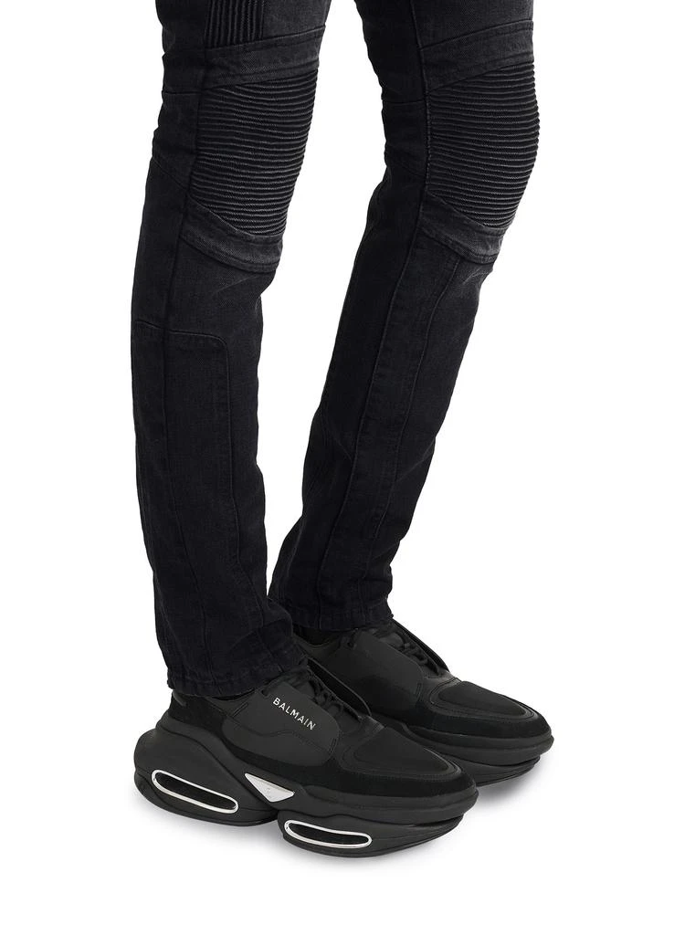 Balmain B-Bold leather and suede low-rise sneakers 2