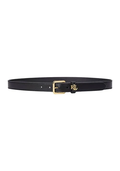 Ralph Lauren Logo Keeper Leather Skinny Belt