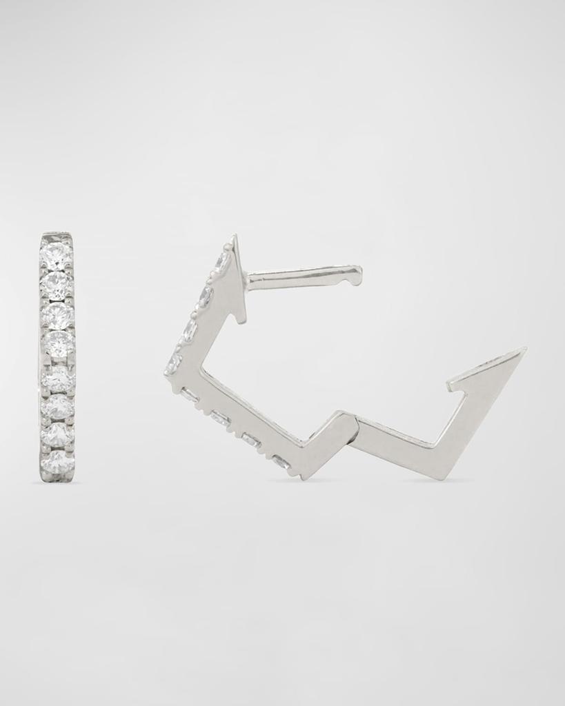 Stevie Wren 14K White Gold Diamond Pentagon Single Huggie Earring