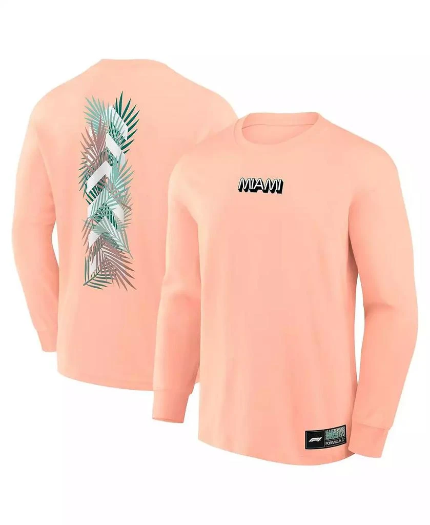 Formula 1 Men's Coral Miami Palms Chevron Long Sleeve T-Shirt 1