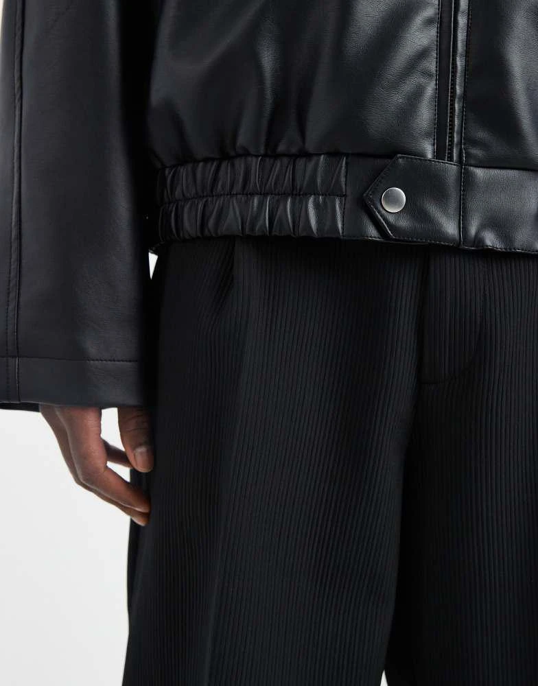 ASOS ASOS DESIGN faux leather jacket in black 5