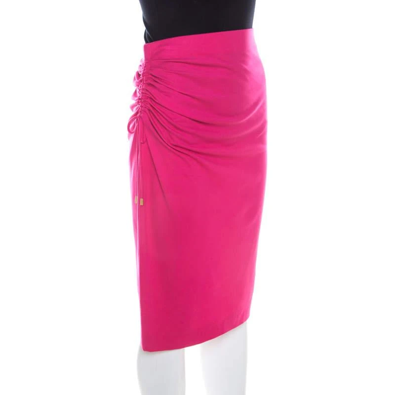 Escada Escada Blossom Pink Knit Gathered Detail Relas Pencil Skirt L 2