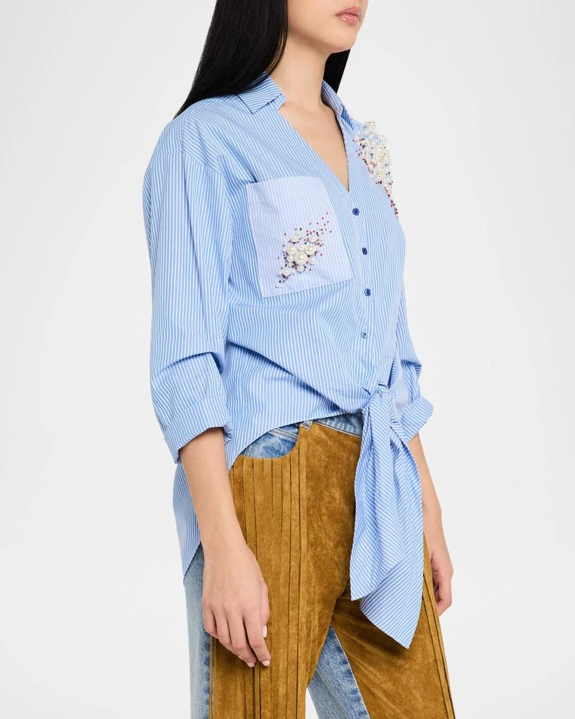 Hellessy Tina Beaded Tie-Front Button-Down Shirt 4