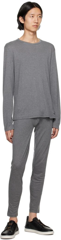 Zegna Gray Embroidered Lounge Pants 4