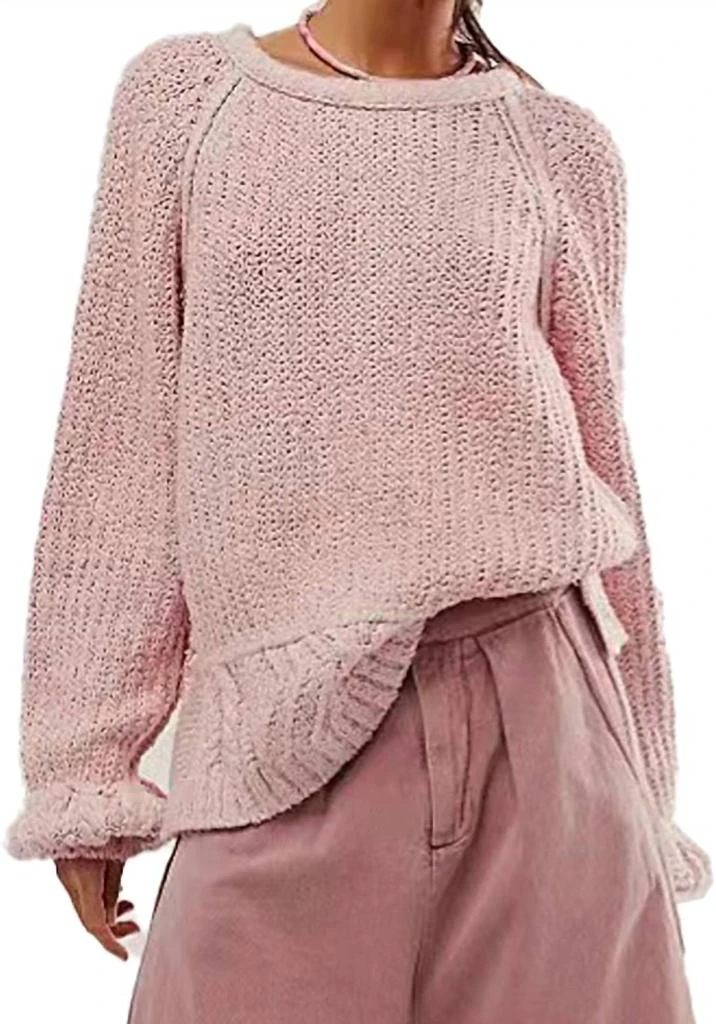 Free People Chucky Knit Soft Oversized Sweater In Rouge Pink 1