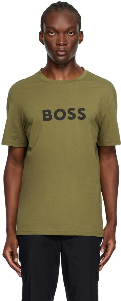 Hugo Boss Green Printed Large Logo T-Shirt 1