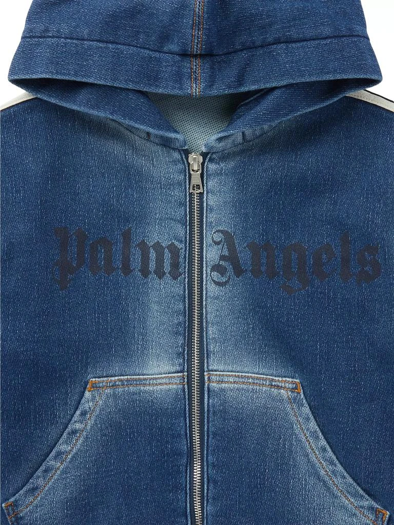Palm Angels Little Girl's & Girl's Track Denim Fleece Zip-Up Hoodie 4