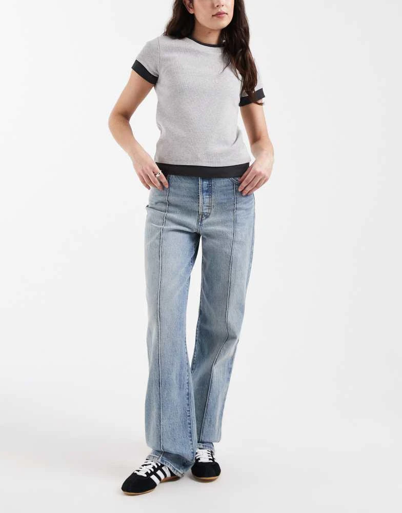 Levi
s Levi
s ribcage bells high rise flare seam front jeans in light blue