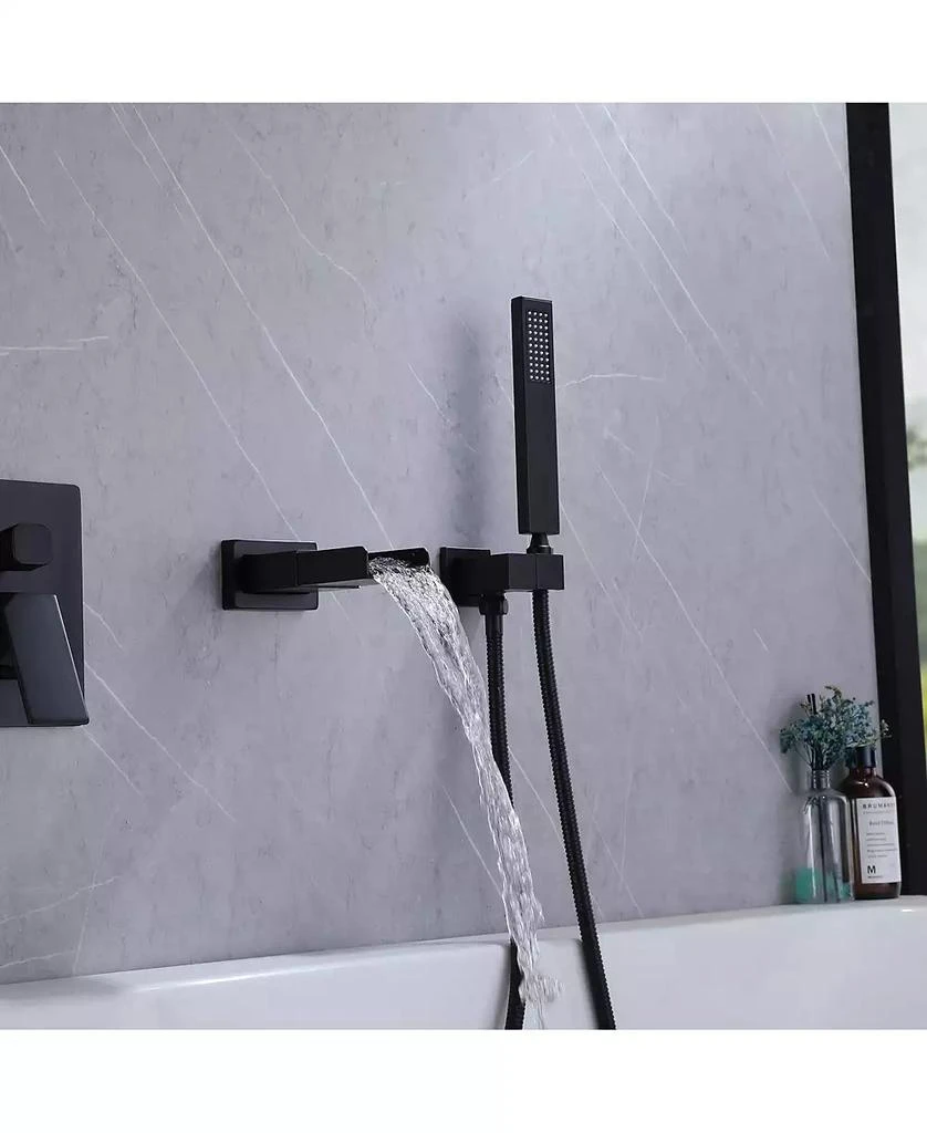 Greenspring Waterfall Single-Handle 2 Sprayer Wall Mount Bathtub Shower Faucet in Matte Black 5