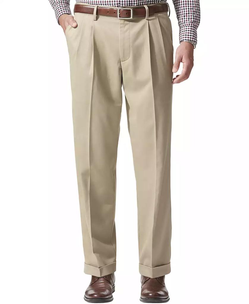 Dockers Men's Comfort Relaxed Pleated Cuffed Fit Khaki Stretch Pants
