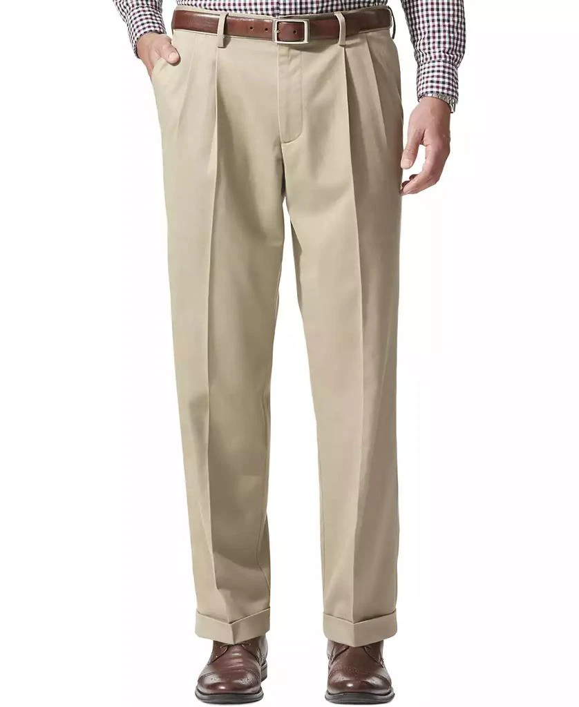 Dockers Men's Comfort Relaxed Pleated Cuffed Fit Khaki Stretch Pants 1