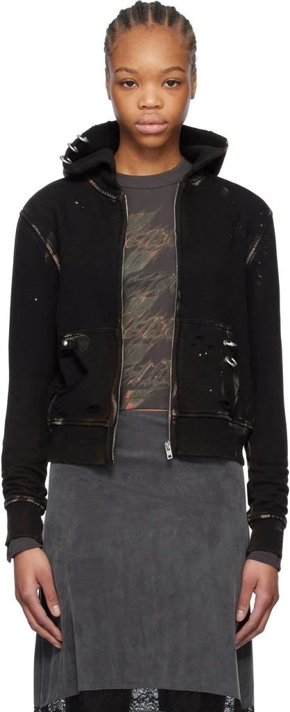 We11done Black Pierced Zip-Up Hoodie 1