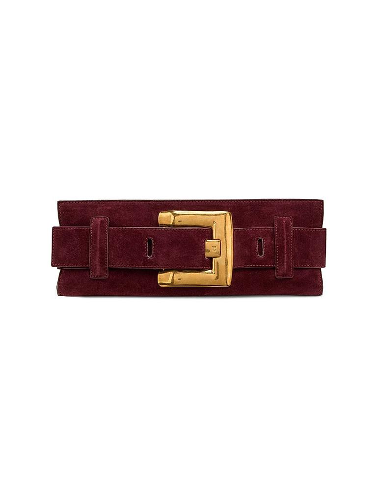 Balmain Mini Anthem Suede Clutch Bag