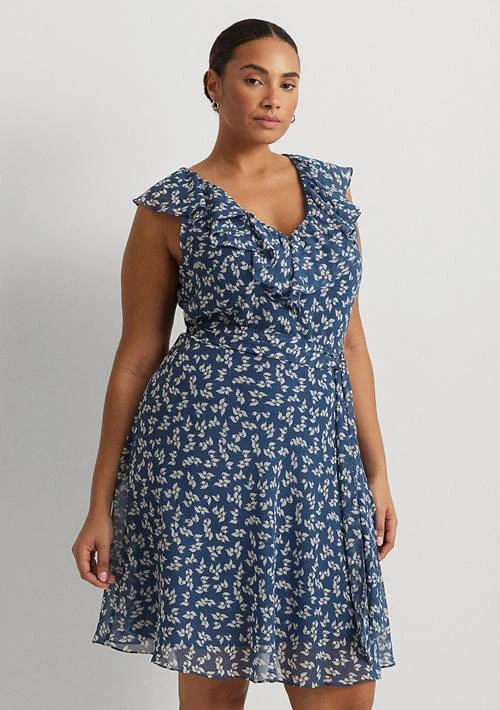 Ralph Lauren Ralph Lauren Plus Size Floral Ruffle Trim Georgette Dress 3