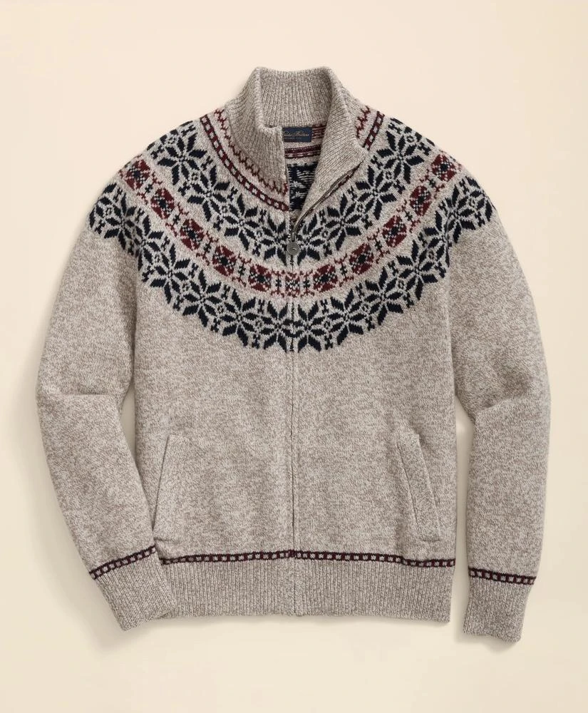 Brooks Brothers Merino Wool Fair Isle Zip Cardigan 1