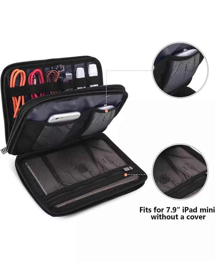 BUBM Gray Electronics Organizer - Medium Double Layer Travel Storage Bag for iPad Mini, Cables, USB Drives, Chargers & Tech Accessories 2