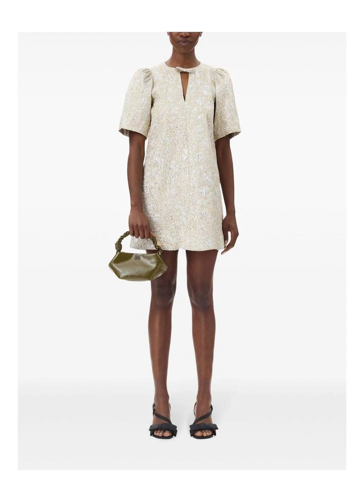 Ganni Metallic Cloque A Shaped Mini Dress 2