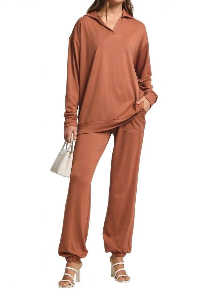 Dear Scarlett French Terry Travel Set In Chestnut