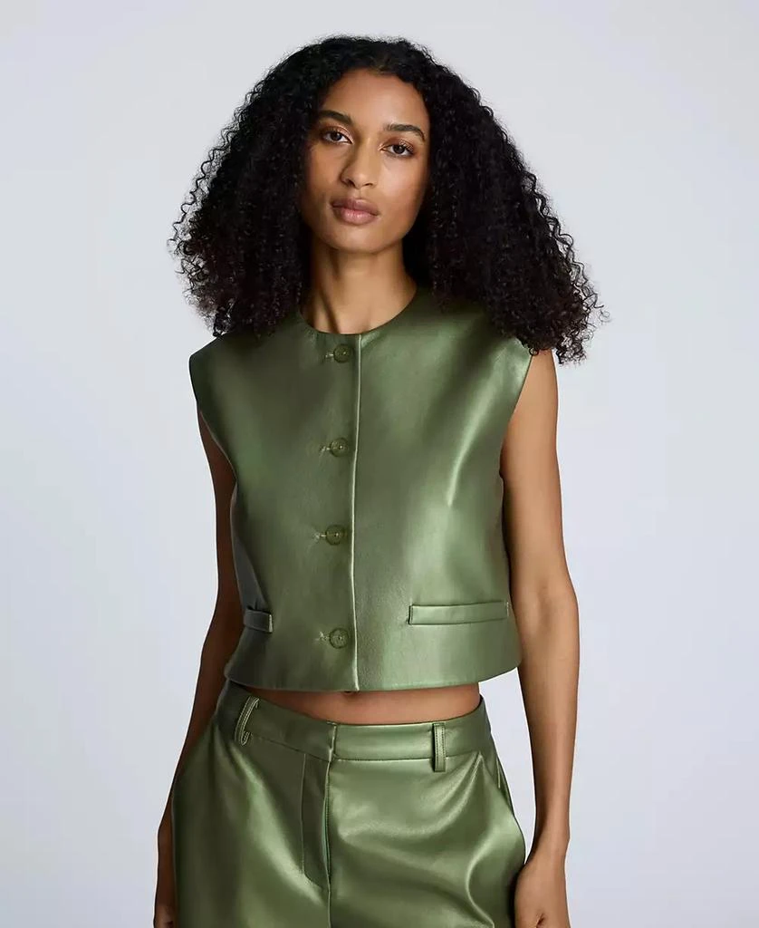 Kenneth Cole Women's Metallic Faux-Leather Boxy Vest 1