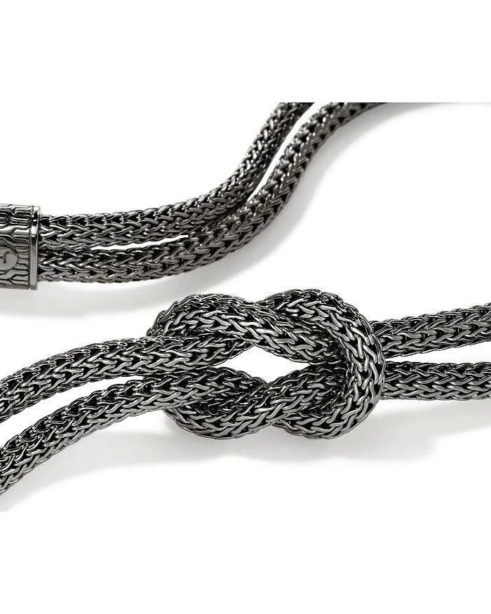 John Hardy Black Rhodium-Plated Sterling Silver Love Knot Double Woven Chain Statement Necklace, 16" 4