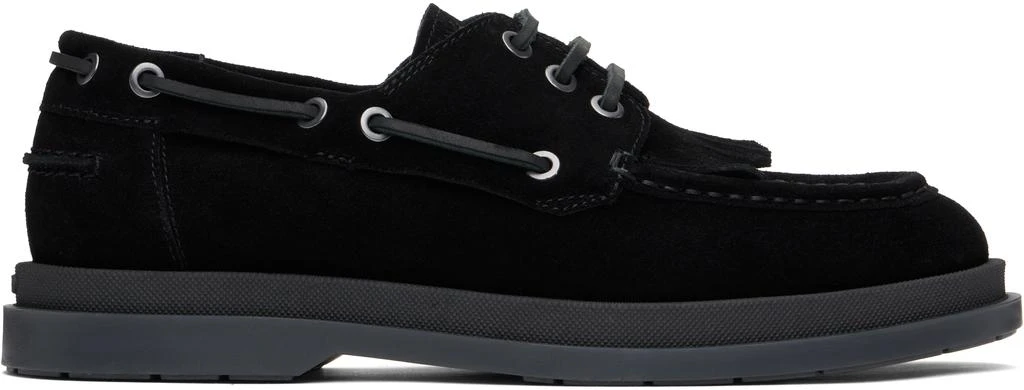 Hugo Boss Black Suede Fringe Trim Loafers 1