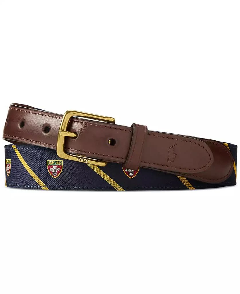 Ralph Lauren Leather-Trim Silk Jacquard Belt 1