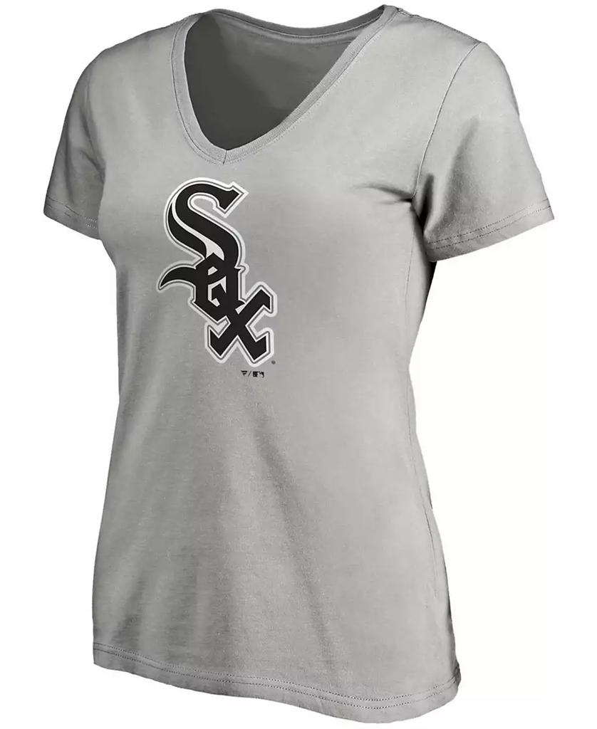 Fanatics Women's Heathered Gray Chicago White Sox Core Official Logo V-Neck T-shirt