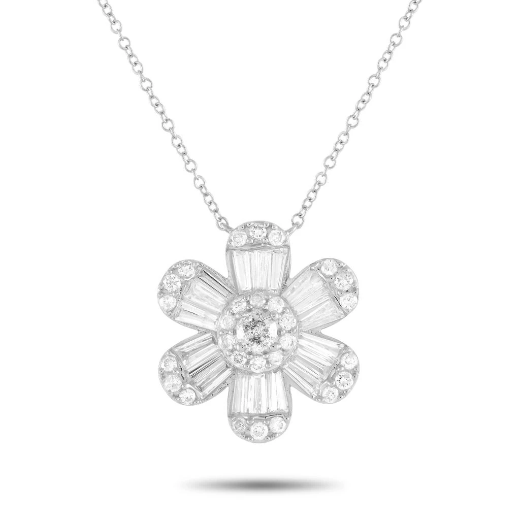 Non Branded 14K White Gold 1.20ct Diamond Flower Necklace PN14994 1