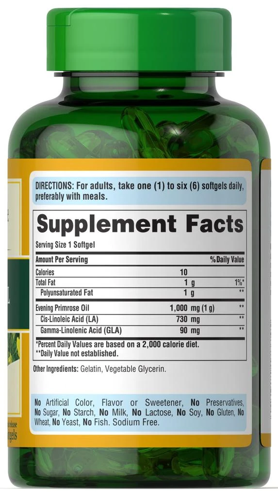 Puritan's Pride Evening Primrose Oil 1000 mg, 120 Softgels 4