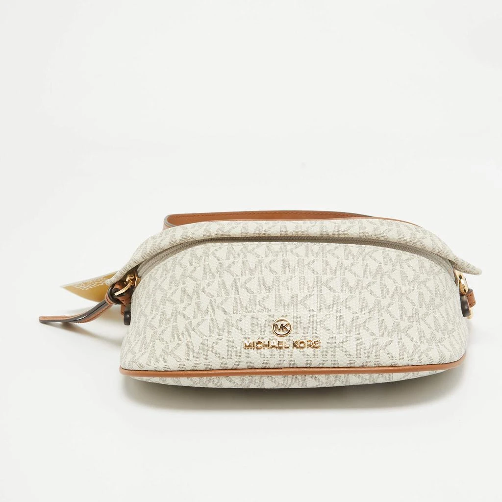 Michael Kors Michael Kors Brown/Off White Signature Coated Canvas and Leather Extra Small Slater Sling Bag 6