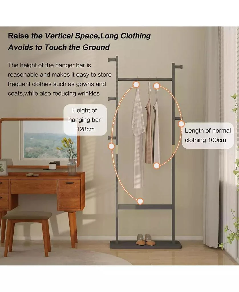 Streamdale Furniture Streamdale Athenian Grey Coat Rack Solid Wood, Easy Assembly, Ideal for Entryway or Bedroom 3