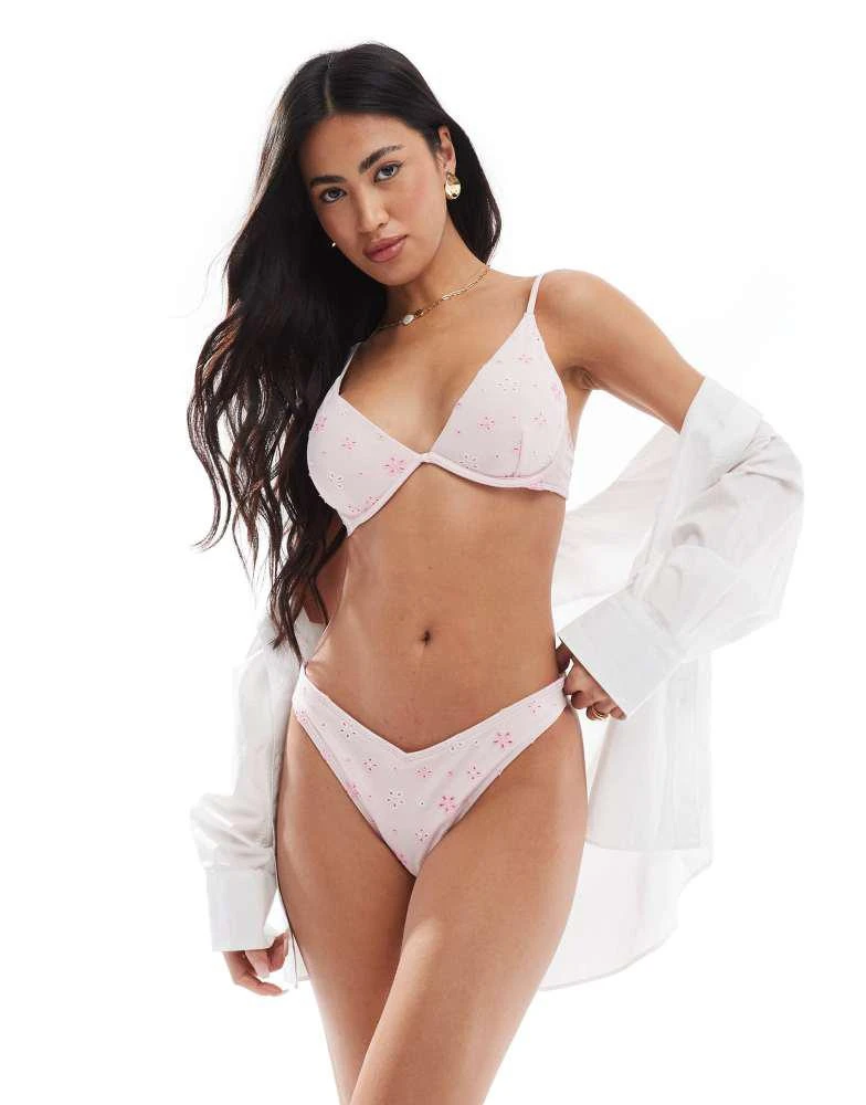 HOLLISTER Hollister underwire bikini top co-ord in pale lilac floral print 4