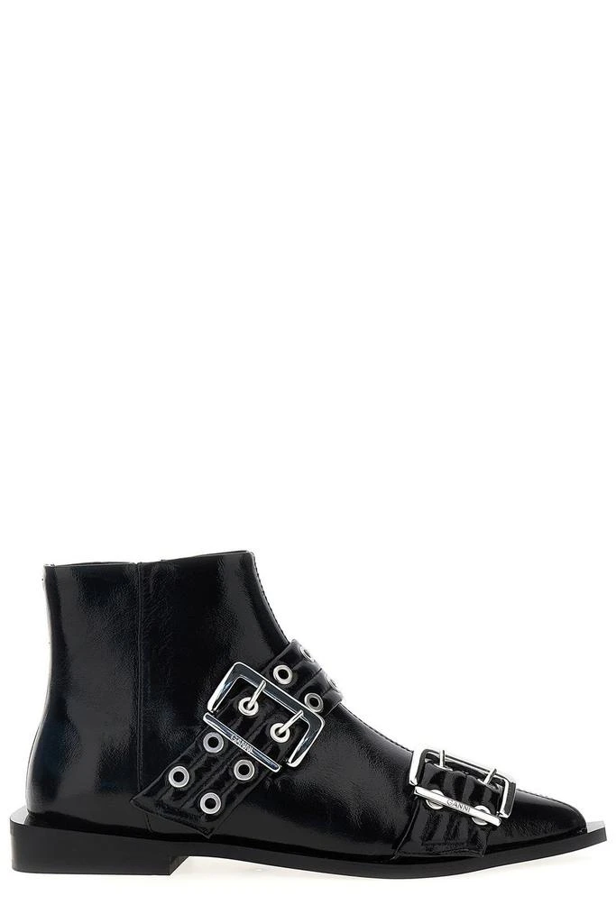 Ganni Ganni Eyelet-Detailed Buckle Ankle Boots from Cettire