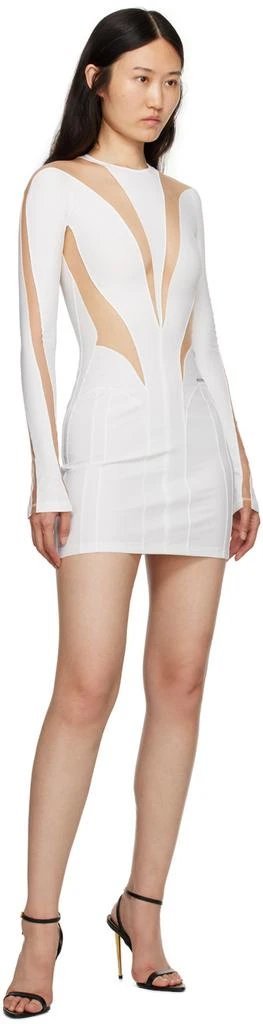 Mugler White & Beige Illusion Minidress 4