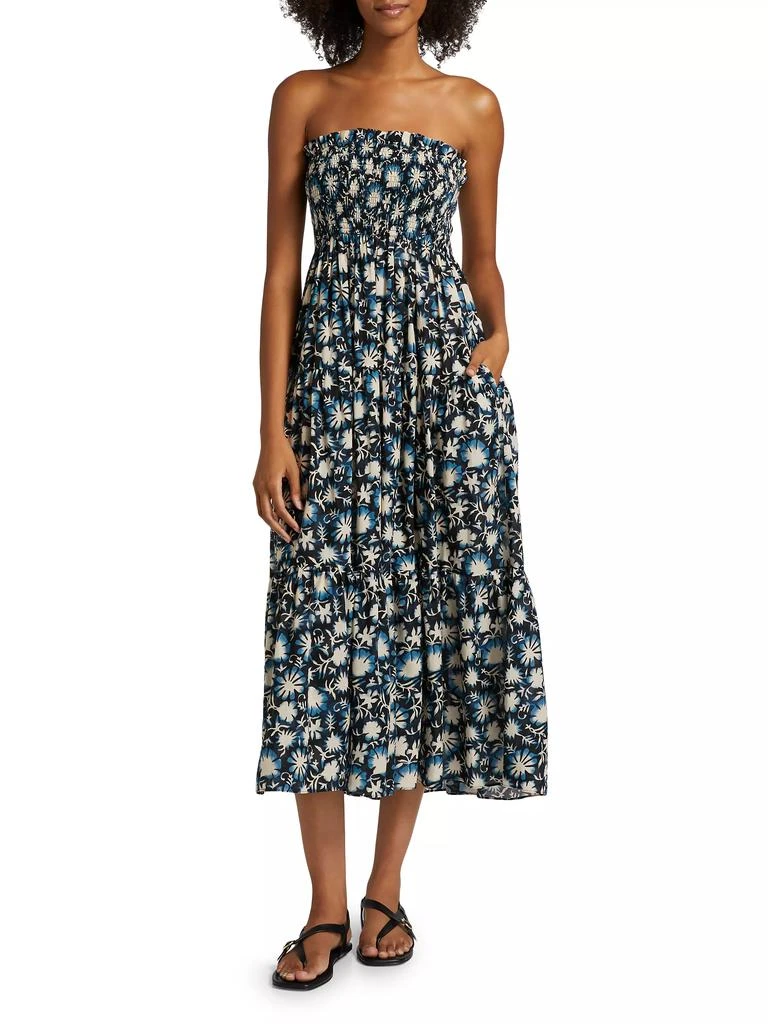 Ulla Johnson Lucca Floral Smocked Cotton-Blend Midi-Dress 2