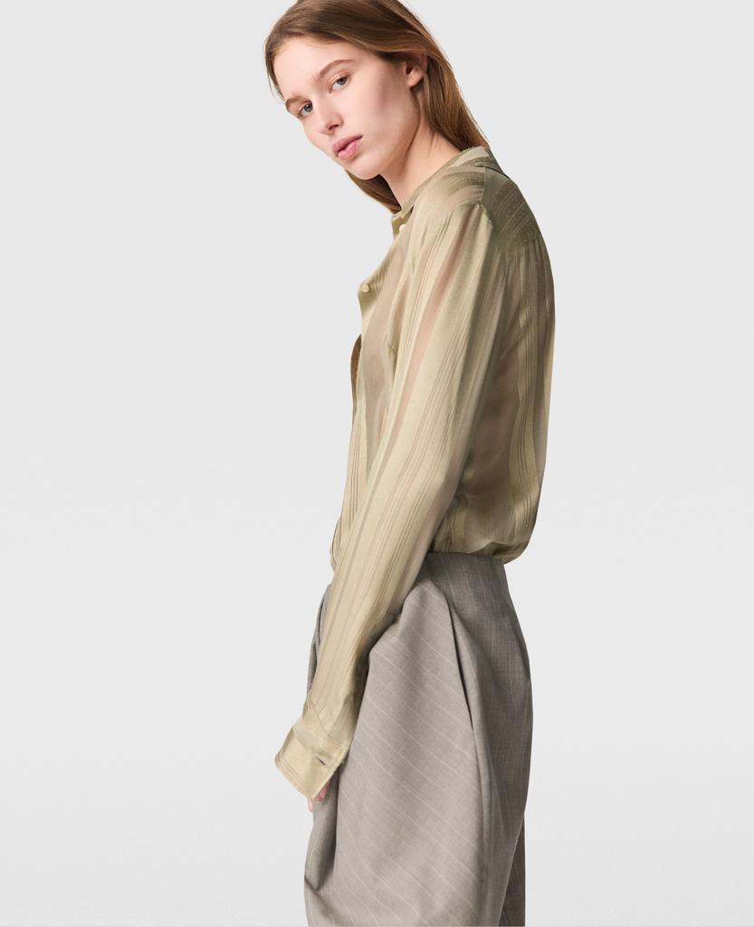 Stella McCartney Stella McCartney - Sheer Striped Panelled Shirt, Woman, Beige, Size: 40