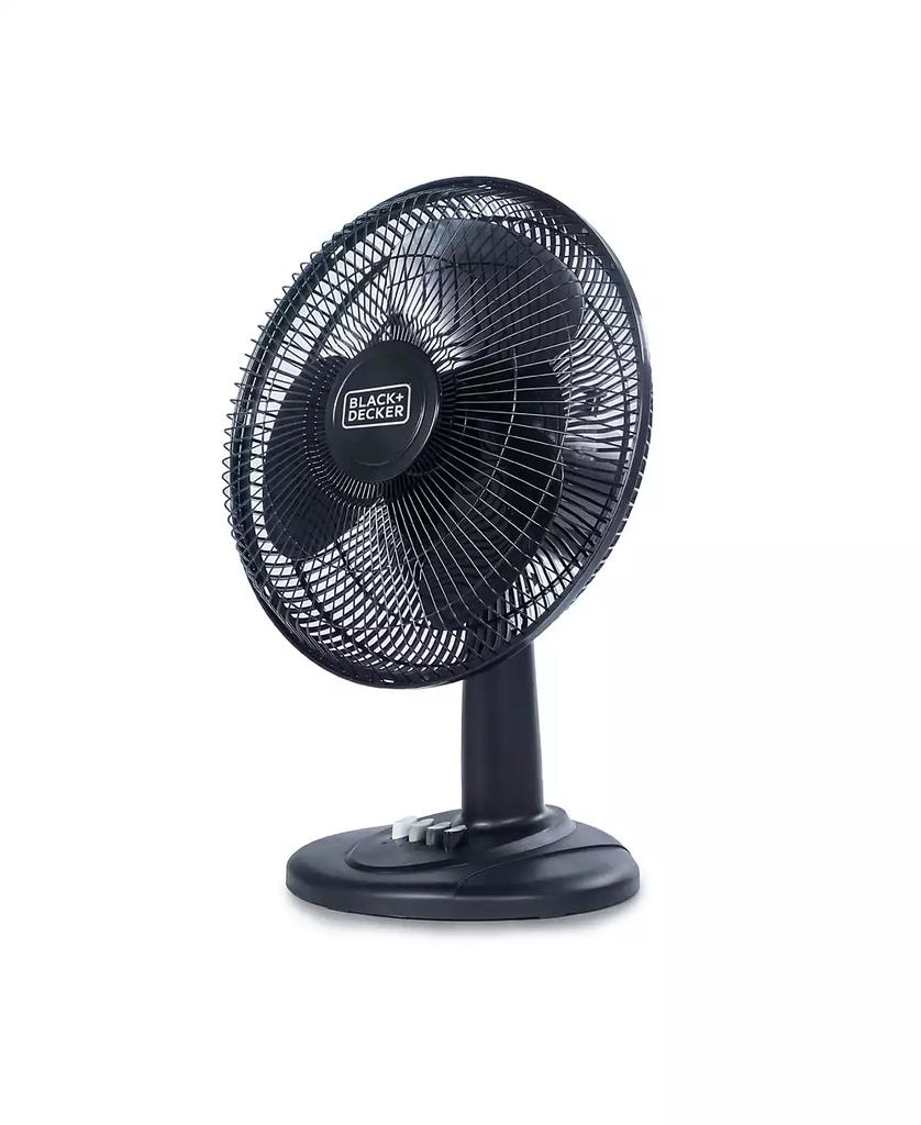 Black & Decker BLACK+DECKER Desk Fan for Home and Office, 12” Fan with 3 Speed Settings, Oscillating Portable Fan, Black
