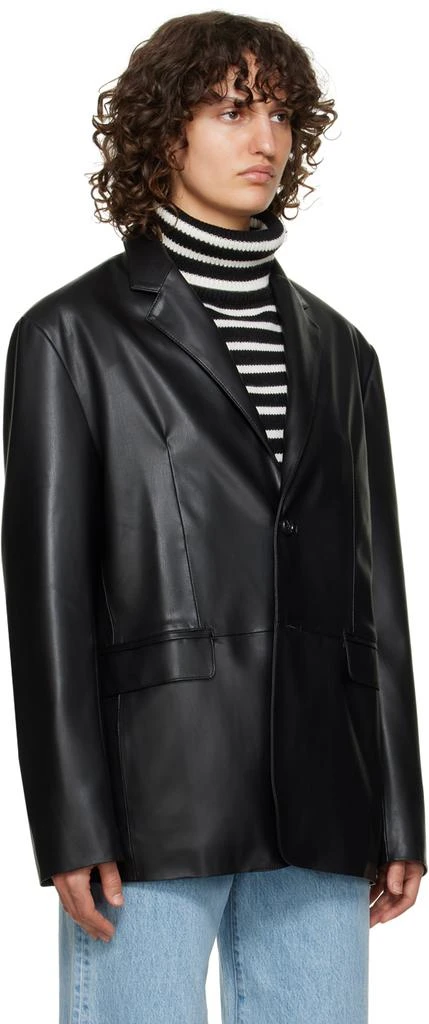 The Frankie Shop Black Olympia Faux-Leather Blazer 2