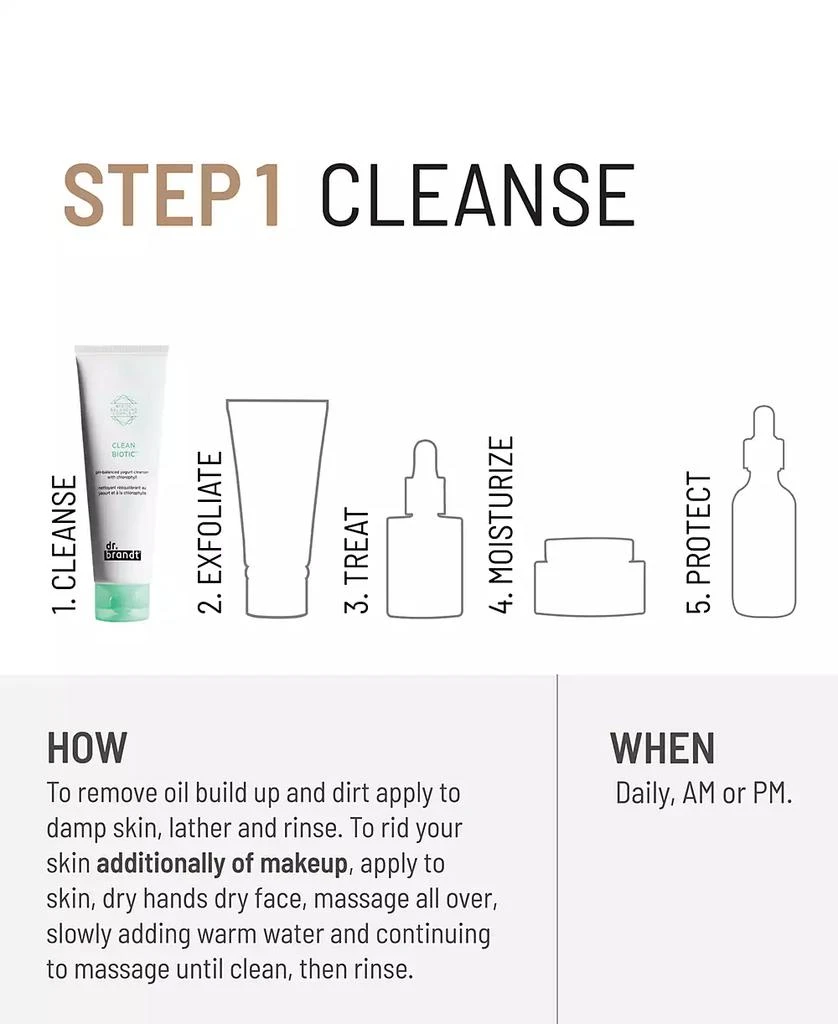 Dr. Brandt Skincare Clean Biotic pH-Balanced Yogurt Cleanser With Chlorophyll, 3.5-oz. 7